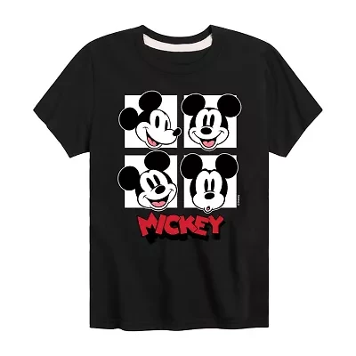 Disney Collection Little & Big Kid Boys Crew Neck Short Sleeve Regular Fit Mickey Mouse Graphic T-Shirt