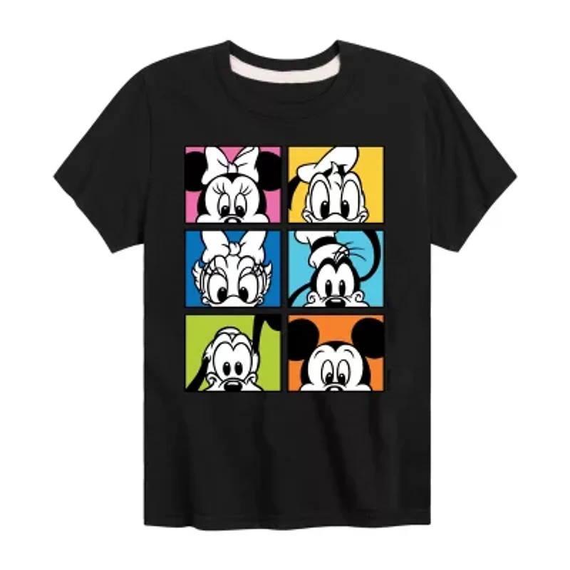 Disney Collection Little & Big Kid Boys Crew Neck Short Sleeve Regular Fit Mickey and Friends Graphic T-Shirt