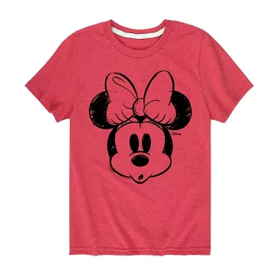 Disney Collection Little & Big Kid Girls Crew Neck Short Sleeve Regular Fit Minnie Mouse Graphic T-Shirt