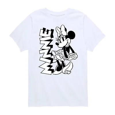 Disney Collection Little & Big Kid Girls Crew Neck Short Sleeve Regular Fit Minnie Mouse Graphic T-Shirt