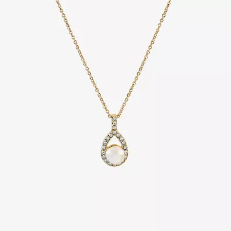 Sparkle Allure Light Up Box Womens Cubic Zirconia Simulated Pearl 18K Gold Over Brass Pear 4-pc. Jewelry Set