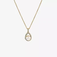 Sparkle Allure Light Up Box Womens Cubic Zirconia Simulated Pearl 18K Gold Over Brass Pear 4-pc. Jewelry Set