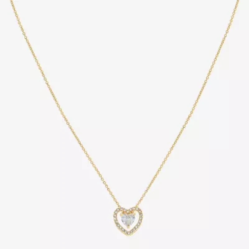 Sparkle Allure Light Up Box Womens Cubic Zirconia 18K Gold Over Brass Heart 2-pc. Jewelry Set