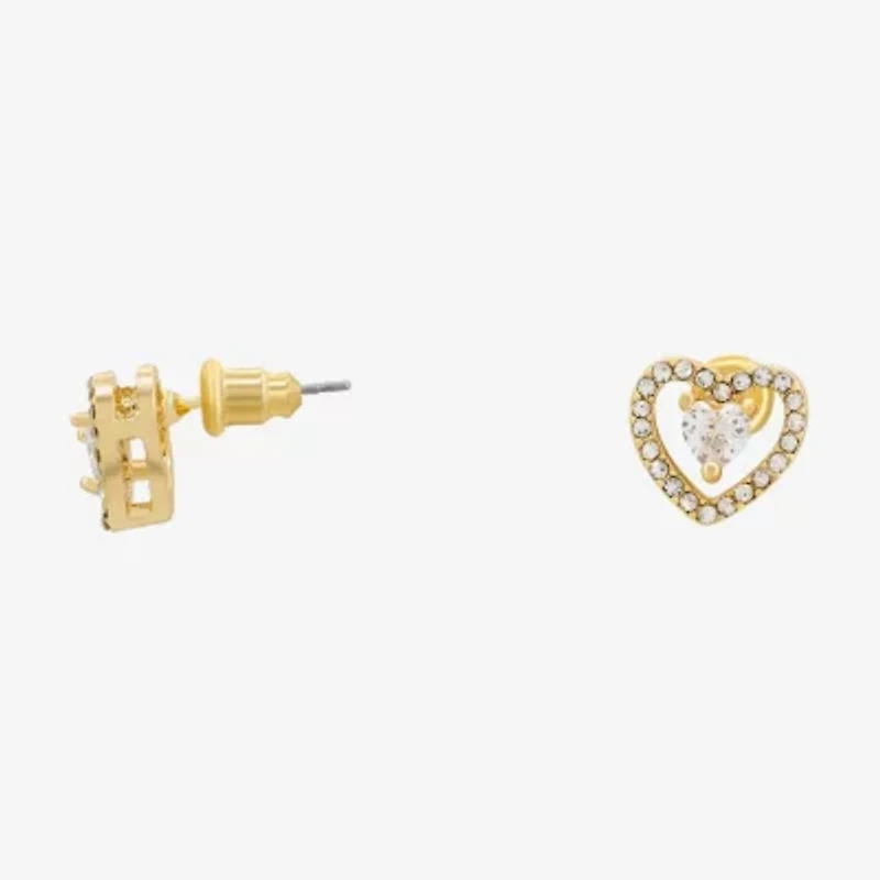 Sparkle Allure Light Up Box Womens Cubic Zirconia 18K Gold Over Brass Heart 2-pc. Jewelry Set