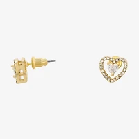 Sparkle Allure Light Up Box Womens Cubic Zirconia 18K Gold Over Brass Heart 2-pc. Jewelry Set