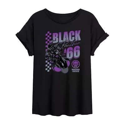 Womens Scoop Neck Short Sleeve Regular Fit Black Panther Marvel Juniors Graphic T-Shirt