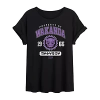 Womens Juniors Scoop Neck Short Sleeve Regular Fit Black Panther Marvel Graphic T-Shirt