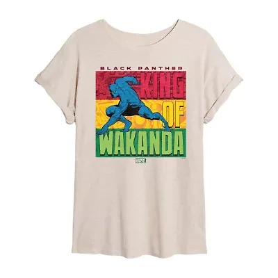 Womens Scoop Neck Short Sleeve Regular Fit Black Panther Marvel Juniors Graphic T-Shirt
