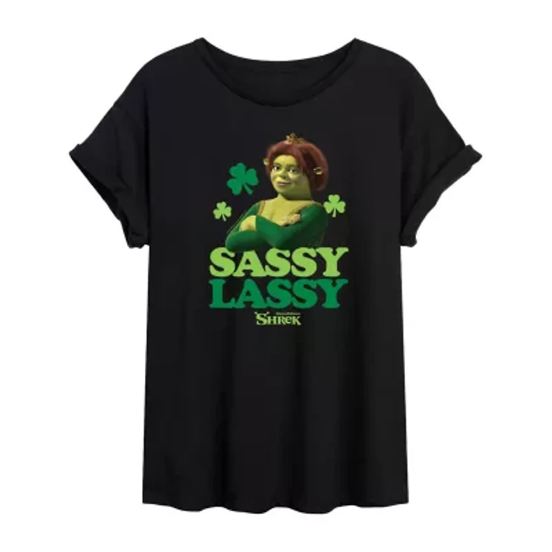 Dreamworks Shrek Sassy Lassy Fiona Tee Womens Scoop Neck Short Sleeve Regular Fit Juniors Graphic T-Shirt