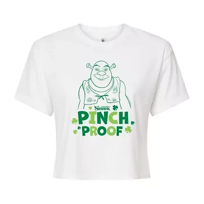 Dreamworks Shrek Pinch Proof Cropped Tee Womens Crew Neck Short Sleeve Regular Fit Juniors Graphic T-Shirt