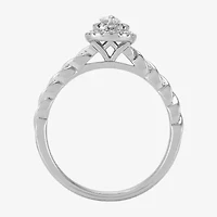 Limited Quantities! Womens 1/4 CT. T.W. Natural White Diamond 10K White Gold Oval Side Stone Engagement Ring