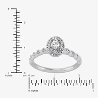 Limited Quantities! Womens 1/4 CT. T.W. Natural White Diamond 10K White Gold Oval Side Stone Engagement Ring