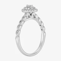Limited Quantities! Womens 1/4 CT. T.W. Natural White Diamond 10K White Gold Oval Side Stone Engagement Ring