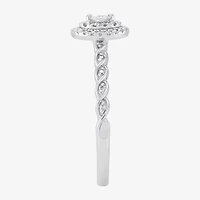 Limited Quantities! Womens 1/4 CT. T.W. Natural White Diamond 10K White Gold Oval Side Stone Engagement Ring