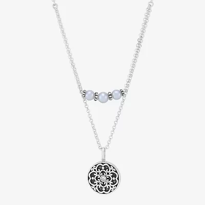 Limited Quantities! Womens Dyed White Cultured Freshwater Pearl Sterling Silver 18 / Inch Pendant Necklace