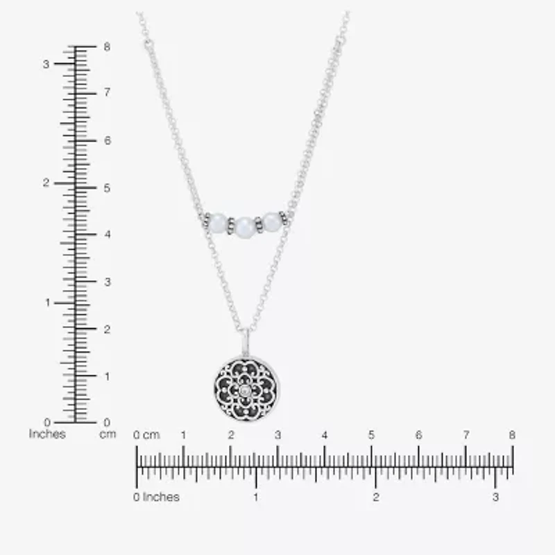 Limited Quantities! Womens Dyed White Cultured Freshwater Pearl Sterling Silver 18 / Inch Pendant Necklace