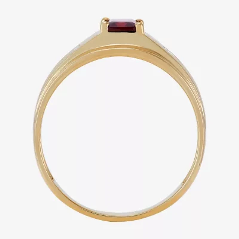 Limited Quantities! Mens Diamond Accent Genuine Red Garnet 10K Gold Fashion Ring