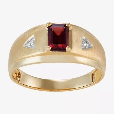 Limited Quantities! Mens Diamond Accent Genuine Red Garnet 10K Gold Fashion Ring
