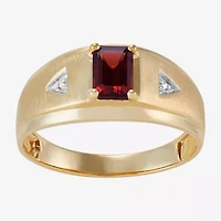 Limited Quantities! Mens Diamond Accent Genuine Red Garnet 10K Gold Fashion Ring