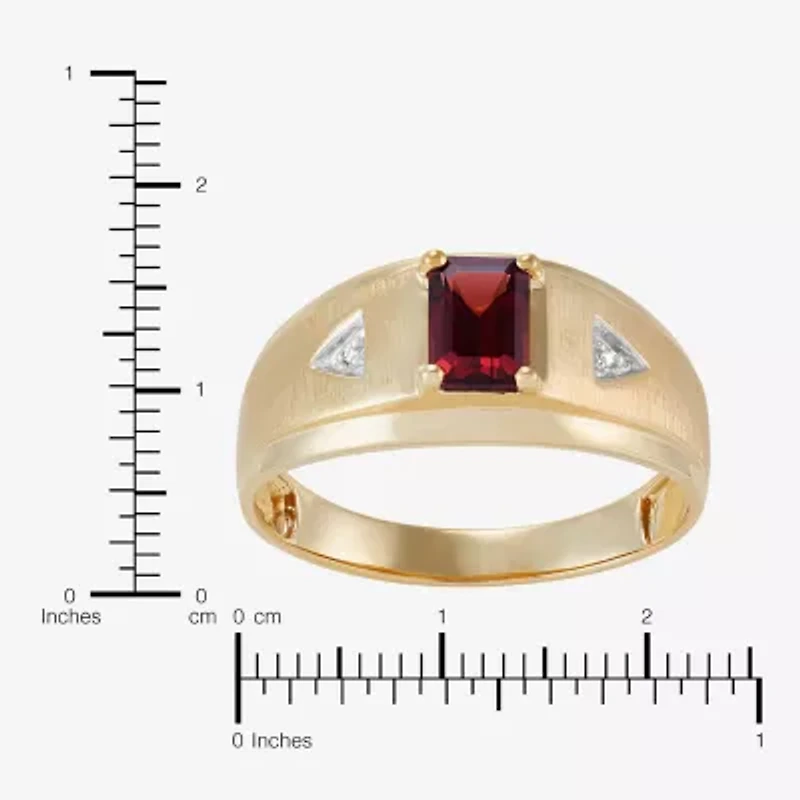 Limited Quantities! Mens Diamond Accent Genuine Red Garnet 10K Gold Fashion Ring