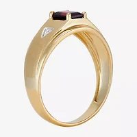 Limited Quantities! Mens Diamond Accent Genuine Red Garnet 10K Gold Fashion Ring