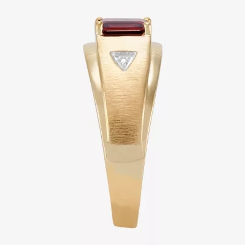 Limited Quantities! Mens Diamond Accent Genuine Red Garnet 10K Gold Fashion Ring