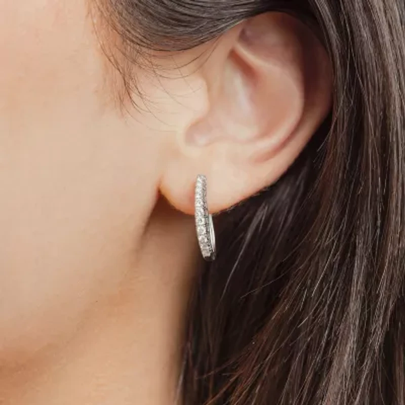 Womens 1/2 CT. T.W. Natural White Diamond 14K Gold 20.1mm Hoop Earrings