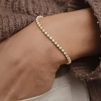 (I1/H-I) Womens 3 CT. T.W. Lab Grown White Diamond 10K Gold 7.25 Inch Tennis Bracelet