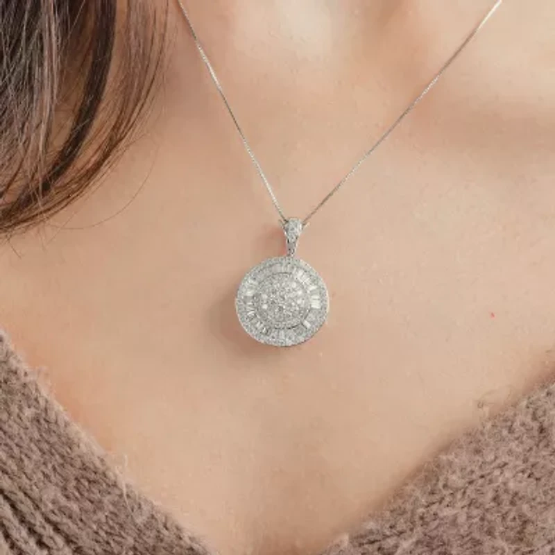 (G / Si2) Womens 2 CT. T.W. Lab Grown White Diamond 14K Gold Round 18 Inch Pendant Necklace