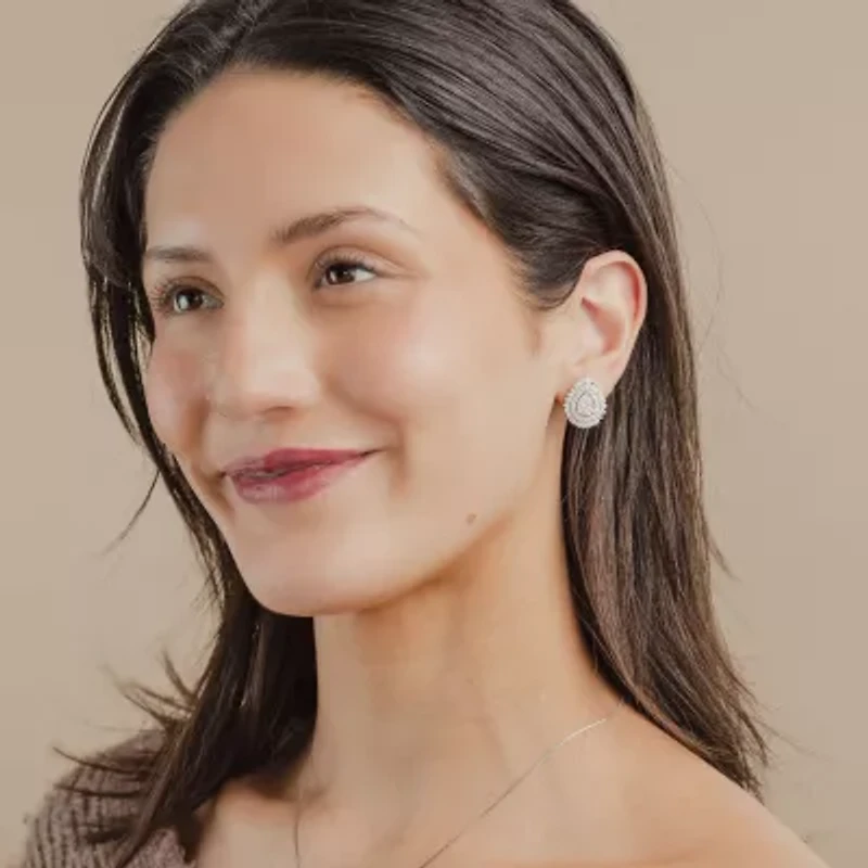 (G / Si2) Lab Grown White Diamond 14K Gold 20.1mm Pear Stud Earrings