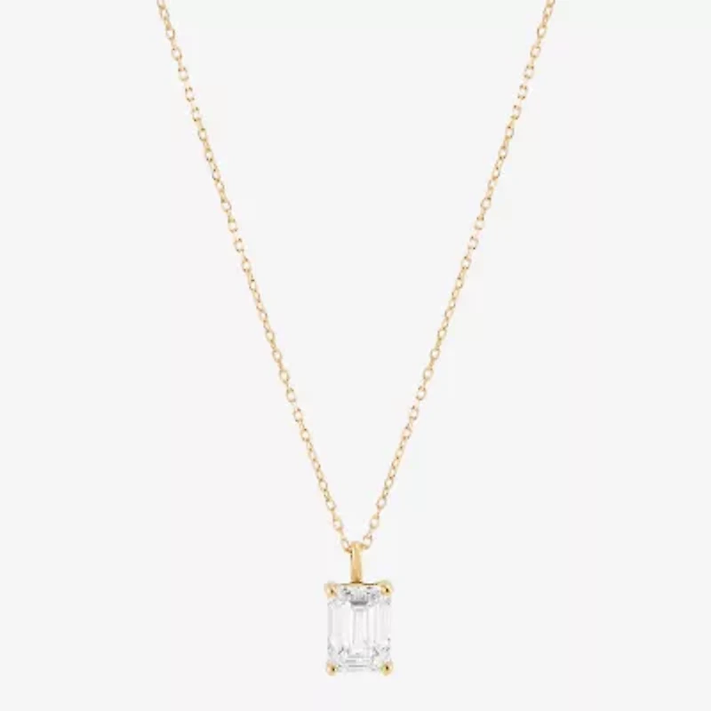 2 CT. T.W. Lab-Grown (H-I / Si1-Si2) Diamond 14K Gold Emerald-cut Pendant Necklace