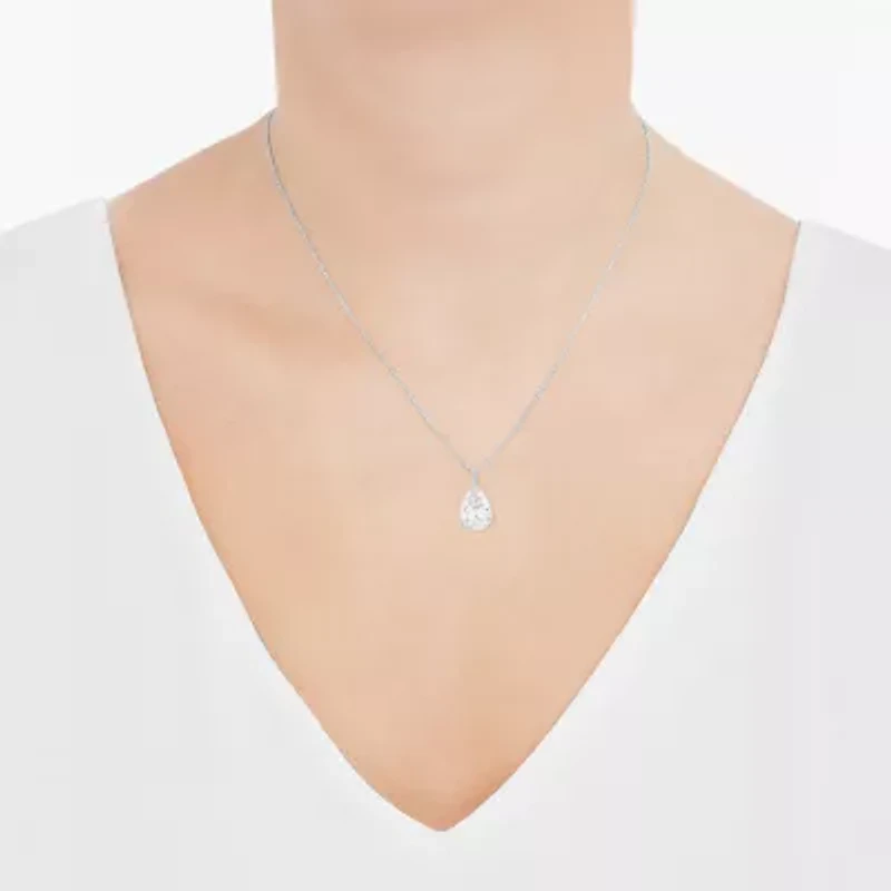 ( H-I/Si1-Si2 ) 2 CT. Lab-Grown Diamond 14K Gold Pear 18 Inch Pendant Necklace