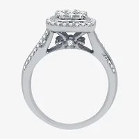 I Said Yes (H-I / I1) Womens 3/4 CT. T.W. Lab Grown White Diamond Sterling Silver Cushion Side Stone Halo Bridal Set
