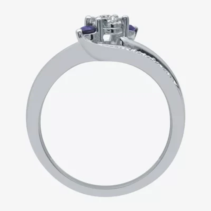 I Said Yes (H-I / I1) Womens 1/8 CT. T.W. Lab Grown White Diamond Sterling Silver or 14K Gold Over Side Stone 3-Stone Engagement Ring
