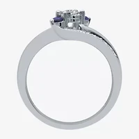 I Said Yes (H-I / I1) Womens 1/8 CT. T.W. Lab Grown White Diamond Sterling Silver or 14K Gold Over Side Stone 3-Stone Engagement Ring