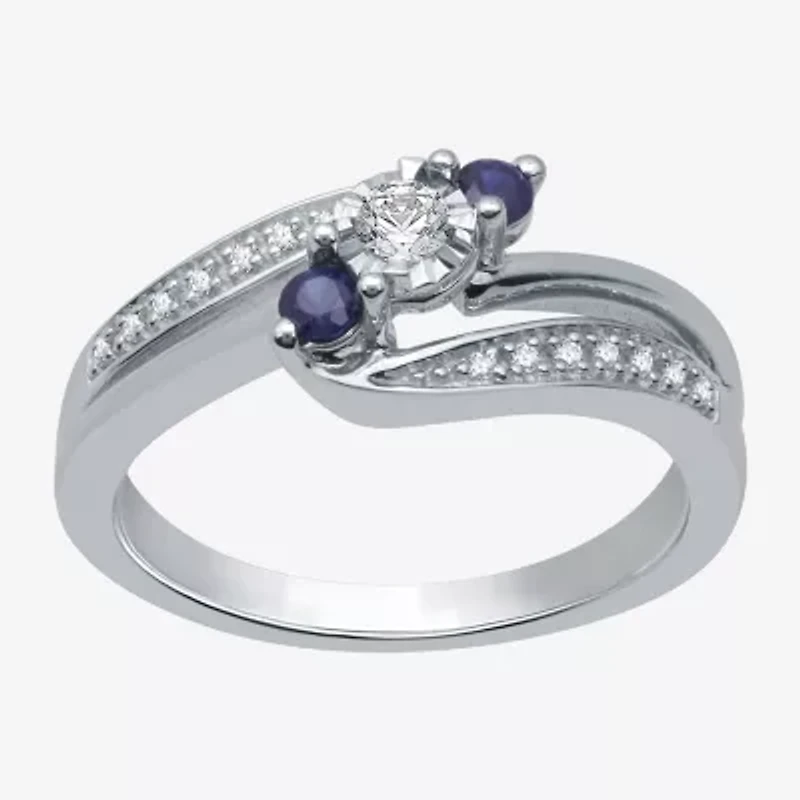 I Said Yes (H-I / I1) Womens 1/8 CT. T.W. Lab Grown White Diamond Sterling Silver or 14K Gold Over Side Stone 3-Stone Engagement Ring