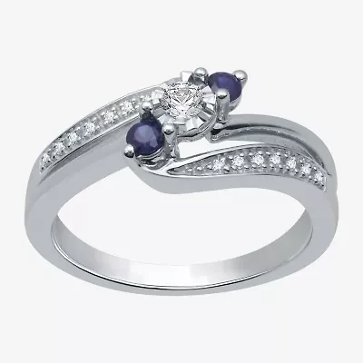 I Said Yes (H-I / I1) Womens 1/8 CT. T.W. Lab Grown White Diamond Sterling Silver or 14K Gold Over Side Stone 3-Stone Engagement Ring