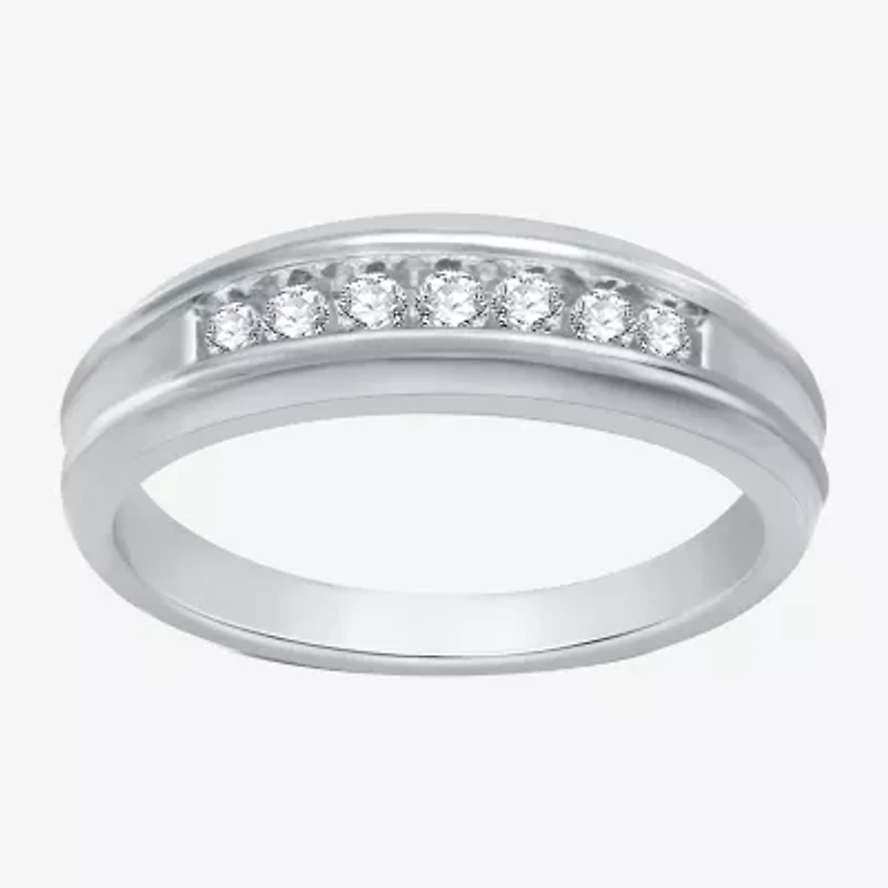 I Said Yes (H-I / I1) Mens 1/4 CT. T.W. Lab Grown White Diamond 14K Two Tone Gold Over Silver Wedding Band