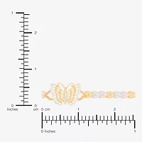 Womens 14K Tri-Color Gold Solid Butterfly 7.5 Inch Link Bracelet