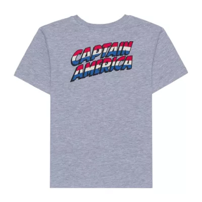 Disney Collection Little & Big Kid Boys Crew Neck Short Sleeve Classic Fit Captain America Graphic T-Shirt