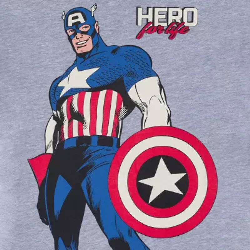 Disney Collection Little & Big Kid Boys Crew Neck Short Sleeve Classic Fit Captain America Graphic T-Shirt