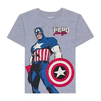 Disney Collection Little & Big Kid Boys Crew Neck Short Sleeve Classic Fit Captain America Graphic T-Shirt
