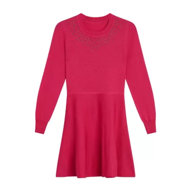 Knit Works Big Kid Girls Long Sleeve Cuffed Sleeve Sweater Dress