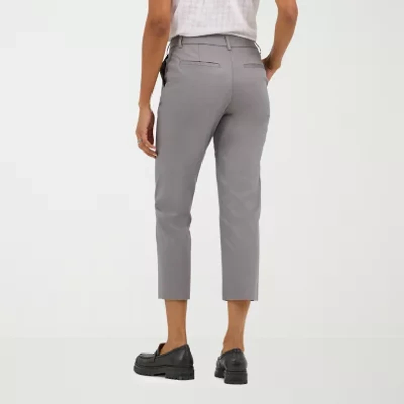Lee Wrinkle Free Womens Stretch Fabric Straight Mid Rise Capri Pant