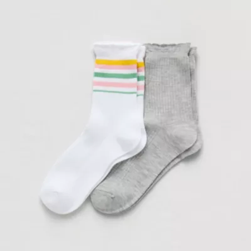 Arizona Ruffle Womens 2 Pair Crew Socks
