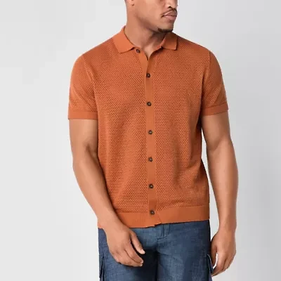 mutual weave Mens Short Sleeve Regular Fit Button-Down Shirt