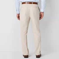 Stafford Linen Blend Extended Tab Mens Regular Fit Flat Front Pant