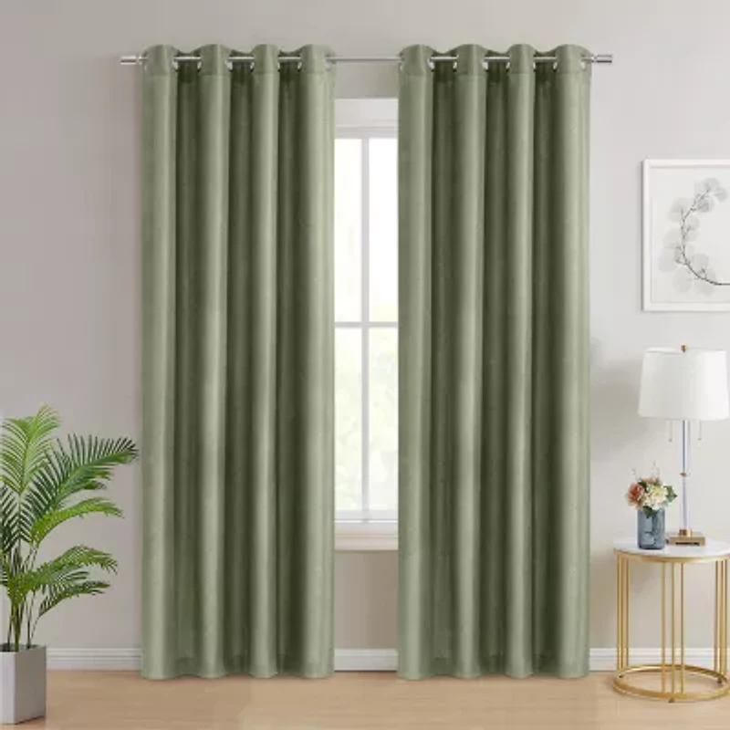 Abstract Grommet Top Light-Filtering Single Curtain Panel