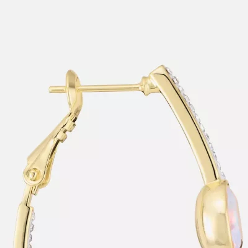 Sparkle Allure Womens Multi Color Crystal 14K Gold Over Brass 38.3mm Hoop Earrings