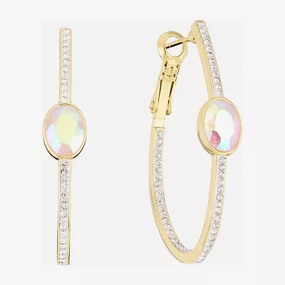 Sparkle Allure Womens Multi Color Crystal 14K Gold Over Brass 38.3mm Hoop Earrings